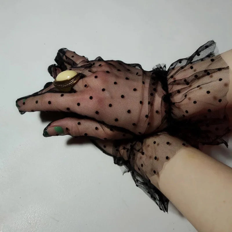 1 Pair Lace Gloves Fashion Autumn Summer Women Short Tulle Stretchy Qme