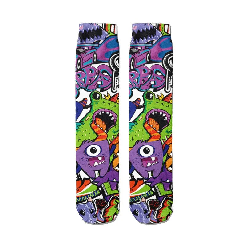 1 Pairs Harajuku Funny Happy Kawaii Hip Hop Women Socks Casual Qme style9 One Size China Mainland