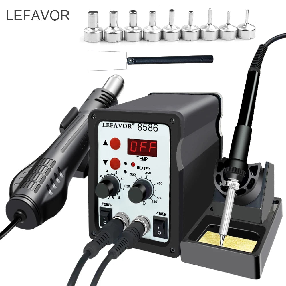 8586 Soldering Station 1 Digital ESD Air Blower Heat Gun Welding Qme