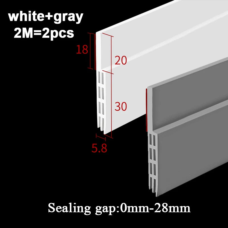 2 Pack Door Bottom Weather Stripping Draft Blocker Self Adhesive Silicone Flexible Seal Tape Dust and Noise Insulation Strip Qme White and Gray