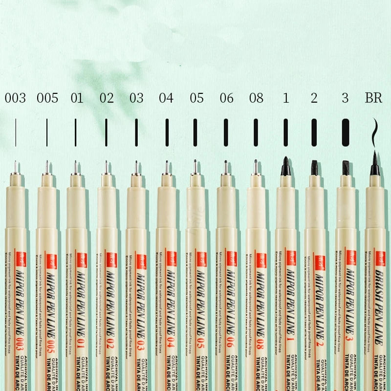 1/2/3pcs Pigma Micron Pen 003 005 01 02 03 04 05 08 1.0 2 3 Brush Art Sketch Marker Pen For Manga Soft Fineliner Drawing Qme
