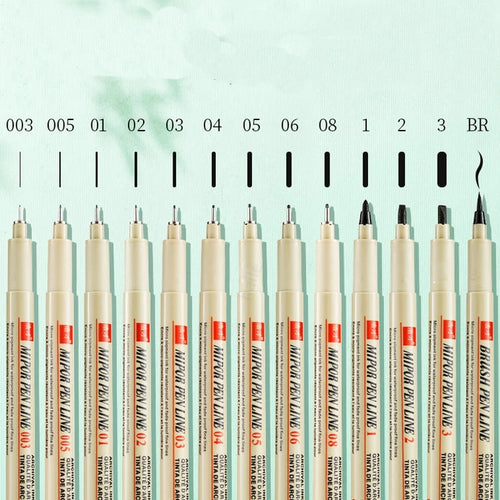 1/2/3pcs Pigma Micron Pen 003 005 01 02 03 04 05 08 1.0 2 3 Brush Art Sketch Marker Pen For Manga Soft Fineliner Drawing Qme