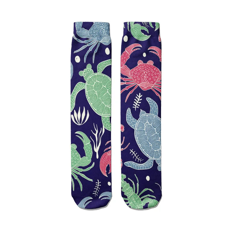 Novelty Funny Peacock Graphic Socks Women Straight Sock Unisex Qme style1