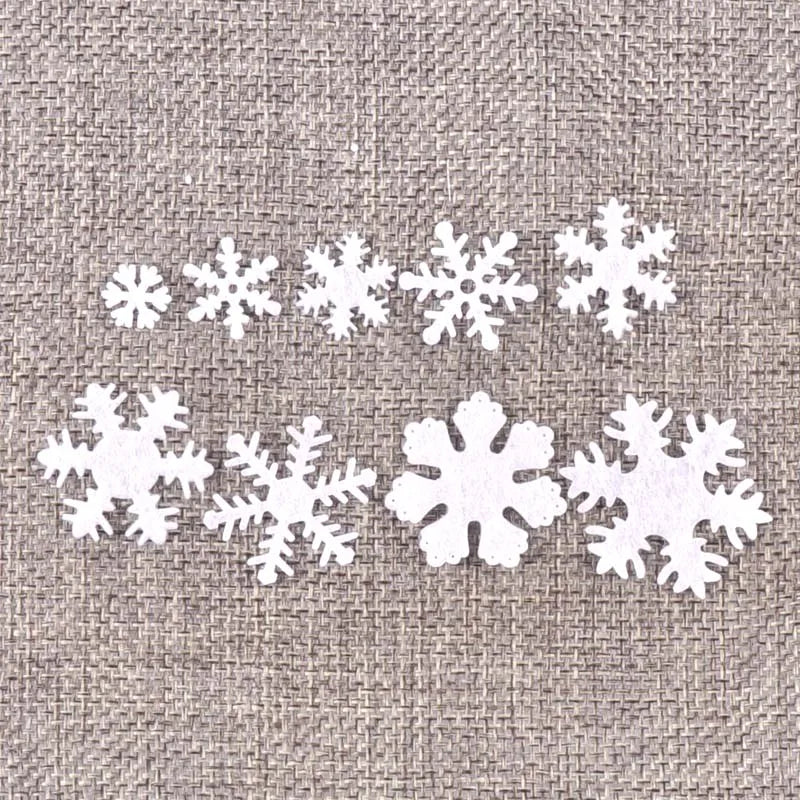 100Pcs/lot Mix Applique Polyester Felt Artificial Snowflake Patch Sticker Non-woven Patches For DIY Crafts Christmas Decoration Qme