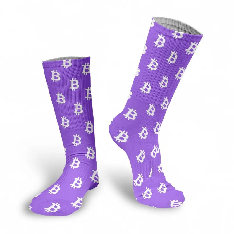Creative Bitcoin Print Socks Men Women Breathable Middle Tube Unisex Qme