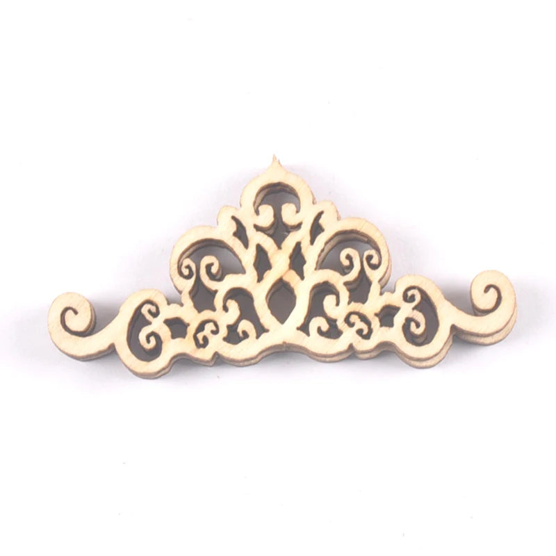 20Pcs 5cm Natural Wood Crafts Scrapbook DIY Book Corner Flower Lace Pattern Wooden Ornaments Handmade Album Corners m1835 Qme 3