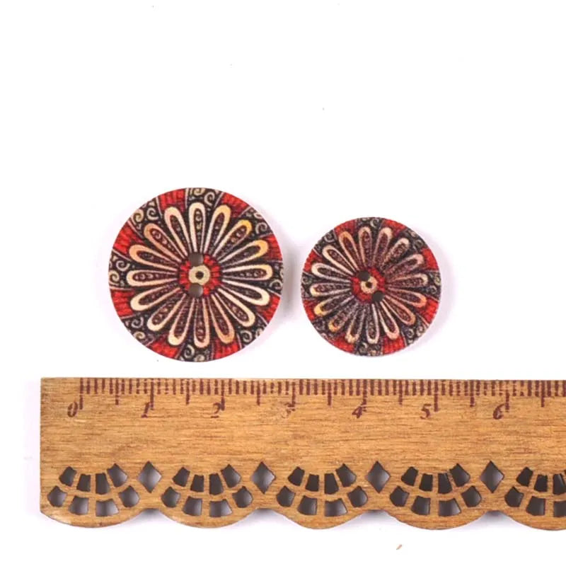 50pcs 15/20/25mm Vintage Round Mixed Wooden Buttons For Handmade Scrapbook Crafts Sewing Accessories Diy Apparel Supplies m2223 Qme