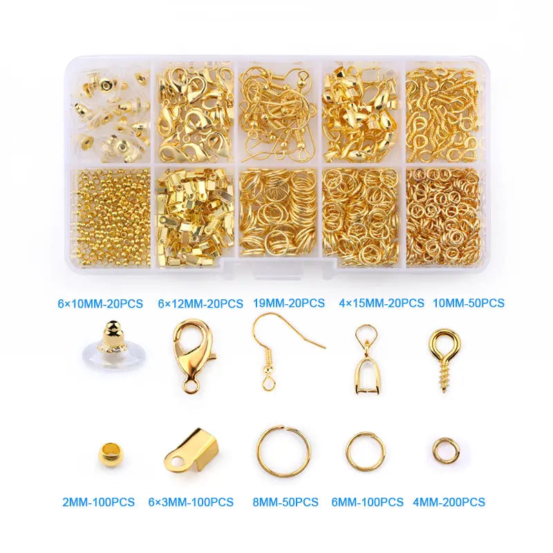 Jewelry Findings Tools Set Alloy Accessories Earring Hooks Clip Buckle Lobster Clasp Open Jump Ring Jewelry Making Supplies Kit Qme 02