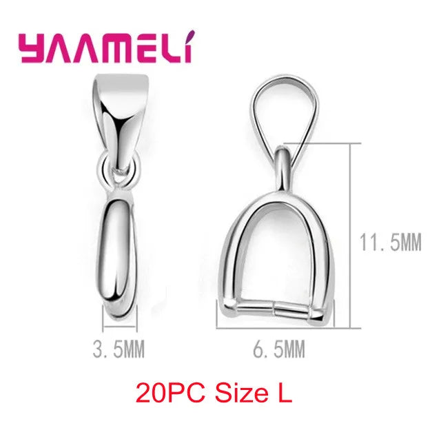 925 Sterling Silver Color DIY Handmade Jewelry Findings Pendant Pinch Bail Clasp Necklace Hook Clip Connector Fashion Accessory Qme 20PCS Large