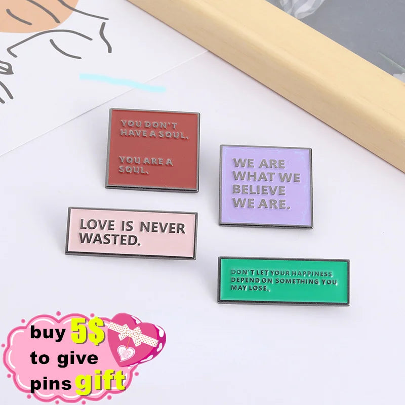 Philosophical Phrases of Life Enamel Pins Wholesale Live Actively Brooch Bag Word Lapel Pin Encouraging Badge Jewelry Gift Qme