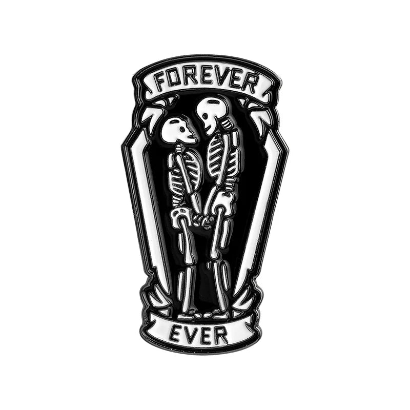 Gothic Dark Coffin Punk Enamel Pins Black Humor Brooches Badges Backpack Denim Shirt Lapel Pin Punk Dead Jewelry Gift Wholesale Qme forever