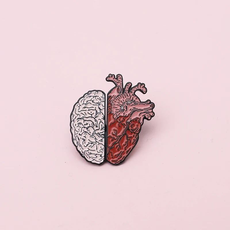 Heart and Brain Custom Enamel Pin Badge Human Heart Lapel Pin Brain Brooch Anatomy Art Jewelry Medical Anatomical Gift Wholesale Qme