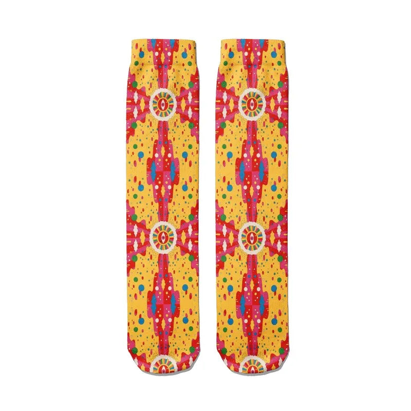 Fashion Graffiti Hip-hop Socks Novelty Print Couple Cotton Women Qme style4 One Size China Mainland