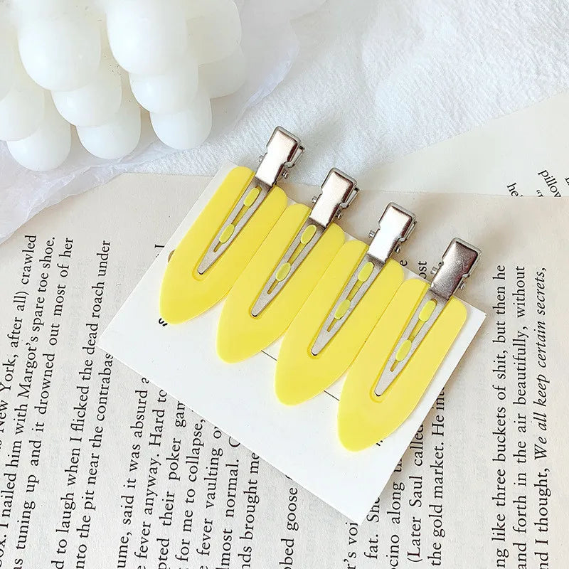 4/2pcs No Bend Seamless Hair Clips Side Bangs Fix Fringe Barrette Makeup Washing Face Accessories Women Girls Styling Hairpins Qme 4pcs-Yellow