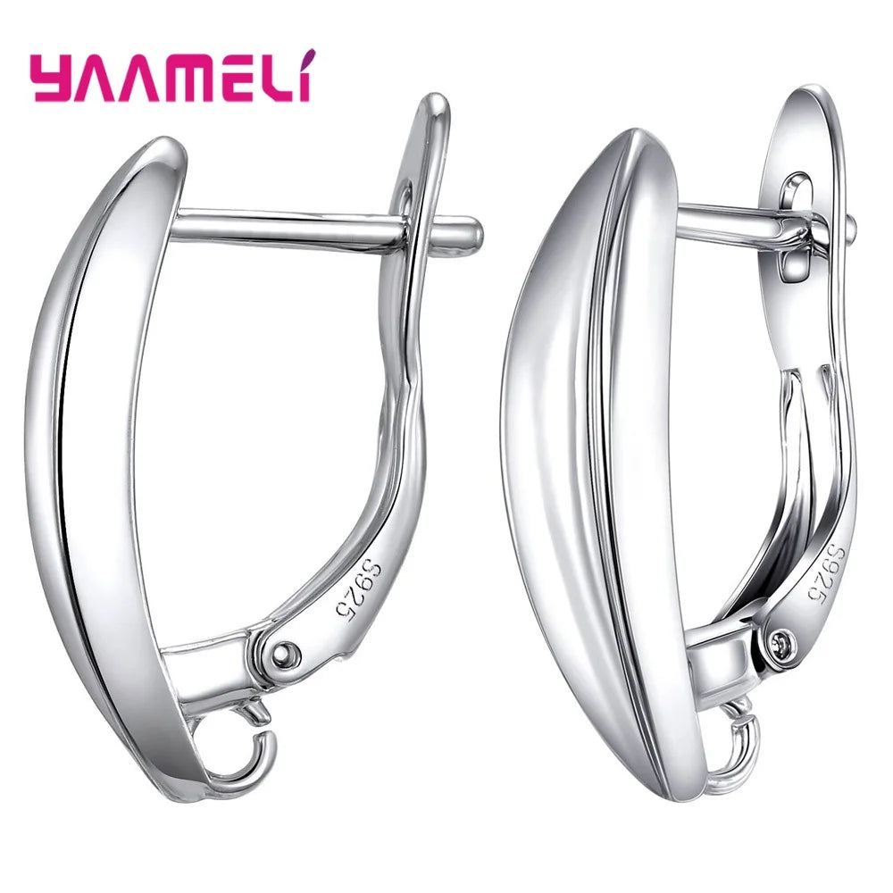 Real 100% 925 Sterling Silver Color Zircon Findings Earrings Leverback Earwire Fittings Components Accessories Handmade Supplies Qme Design 2
