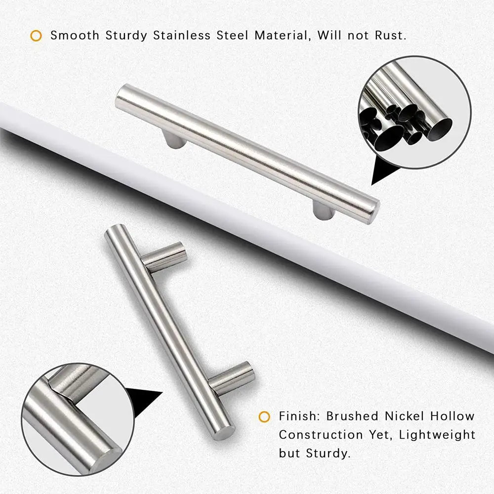 Furniture Handles Wardrobe Door Pull Stainless Steel Drawer Handle T Bar Straight Kitchen Long Cabinet Closet Knob Black Silver Qme