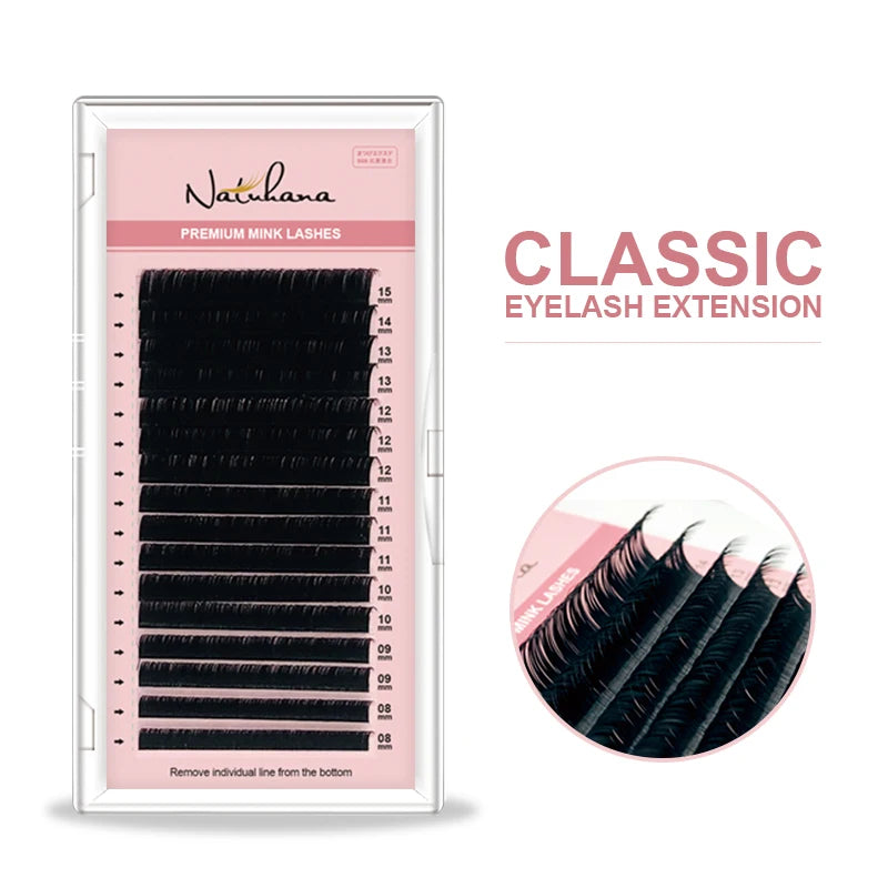 NATUHANA Faux Mink False Eyelashes 5 Trays Lot 16 Rows 8- Mixed Matte Qme