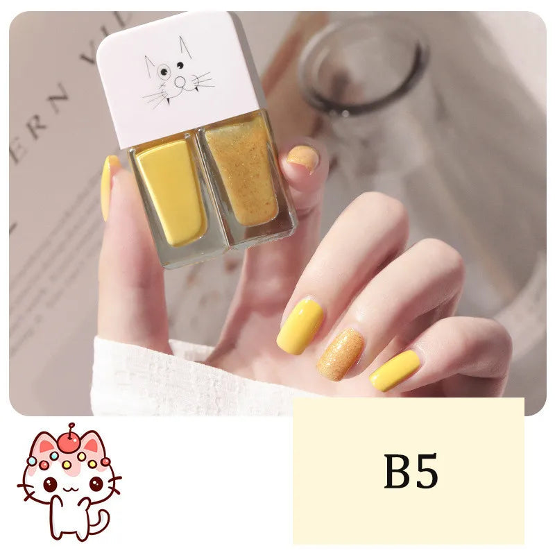 New 2 In 1 Candy Color Nail Polish Manicure Water-based Bright Scrub No Bake No Peeling Quick Dry Waterproof Lasting Nail Polish Qme B5