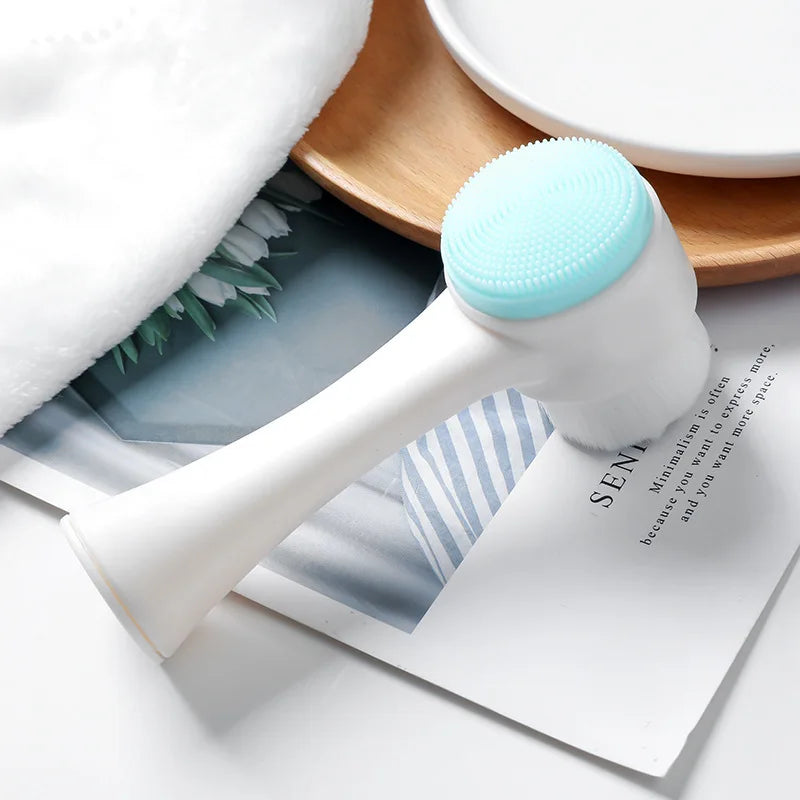 Face Cleaning Massage Brushes Wash Product Skin Care Tool Double Side Qme Blue China Mainland