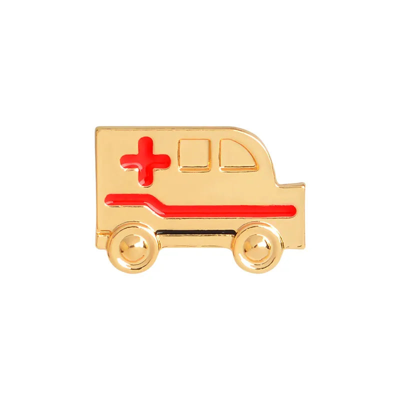 Medical Brooches Collection Crystal Uterus Microscope Scalpel Stomach ECG Tooth Pins Jewelry for Doctor Nurse Badge Wholesale Qme ambulance G
