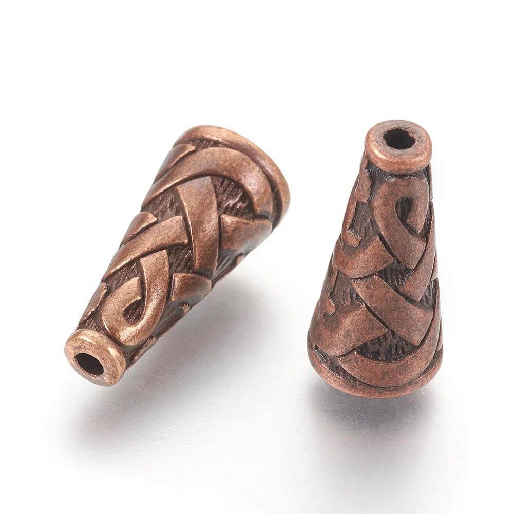 PandaHall 20-50pcs Tibetan Style Caps Loose Spacer Flat Bead Caps Cone End Beads Cap for DIY Jewelry Making Finding 18x18x8mm Qme 20Pcs