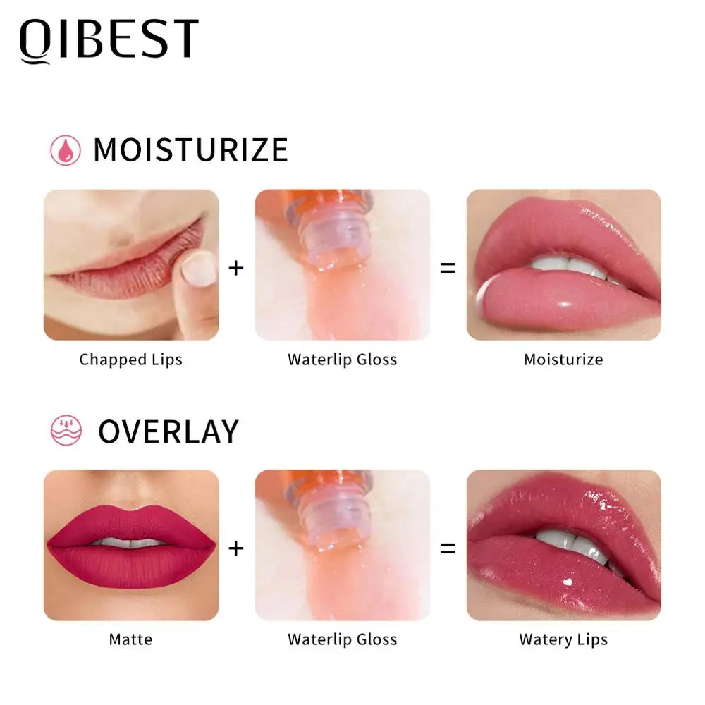 QIBEST Waterproof Transparent Lip Gloss Velvet Matte Lipstick Long Lasting Moisturizing Lip Glaze Lip Plumper Extreme Lipgloss Qme