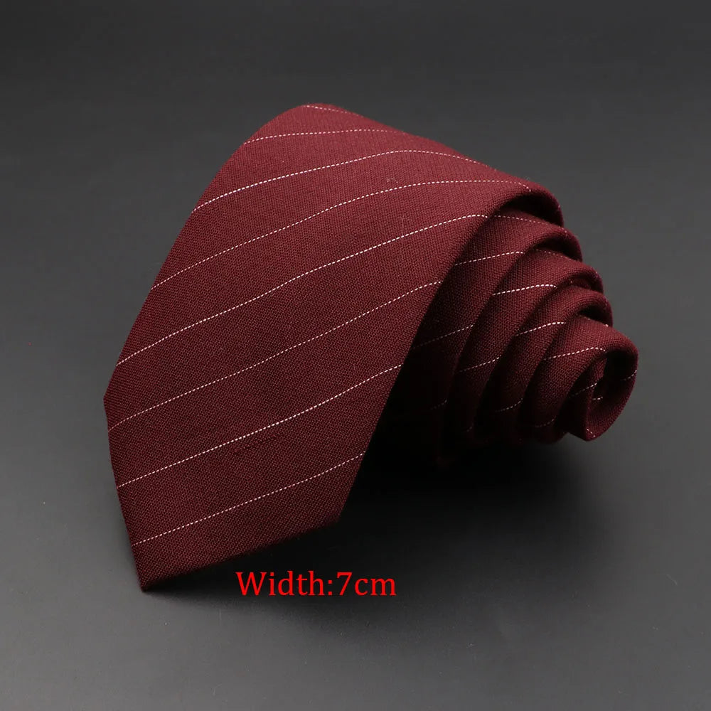 Mens Ties Classic Cotton Handmade Skinny Grey Plaid Neckties Striped Qme