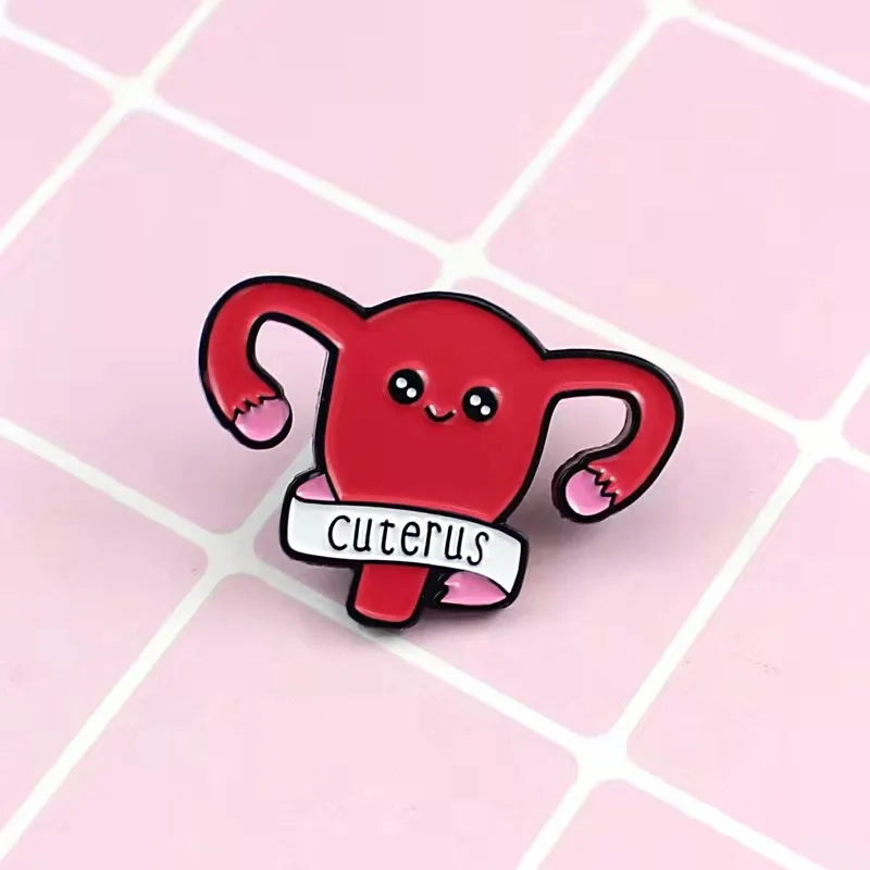 Cuterus Custom Enamel Pin Women Female Uterus Womb Brooches Gift Feminism Icons Pin Badge Button Lapel Pin for Clothing Cap Bag Qme