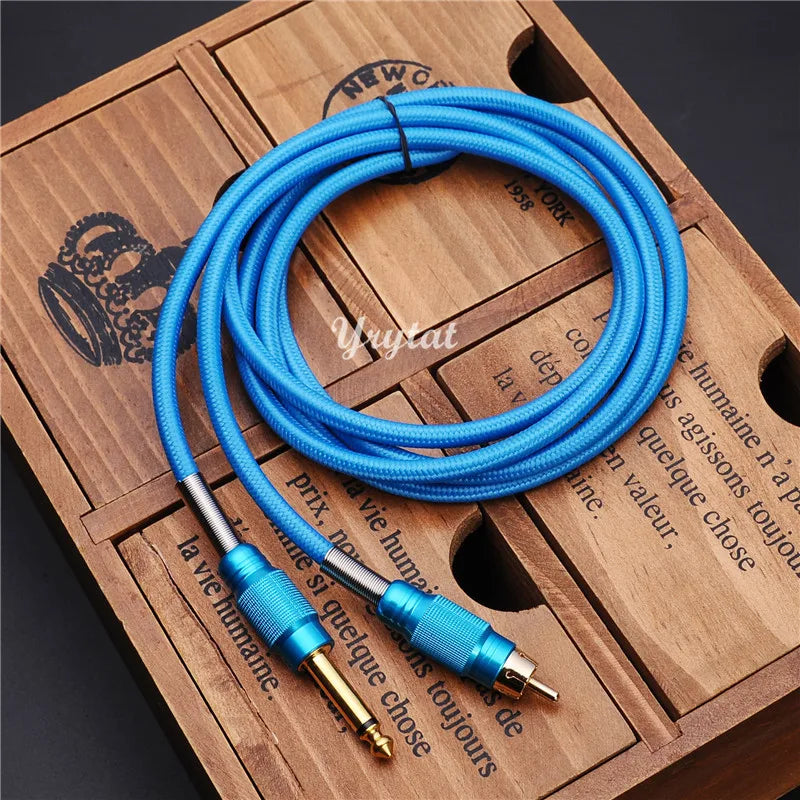 Tattoo Clip Cord RCA Power Cord 1.8M for Tattoo Machine Qme Sky Blue