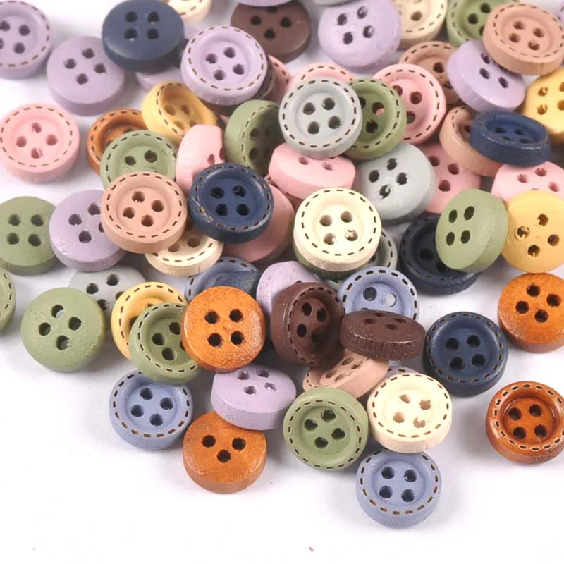 Multicolor Wood Decoration Buttons For DIY Sewing Clothing Accessories Scrapbook Crafts Supplies Home Decor 10mm 100pcs m2599 Qme mix 10mm