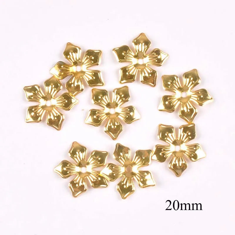 20mm Mix Gold/Silver/bronze Flowers Connectors Metal Crafts Wraps Filigree For Scrapbook DIY Home Decor Embellishments Yk0762-3 Qme 3 Gold