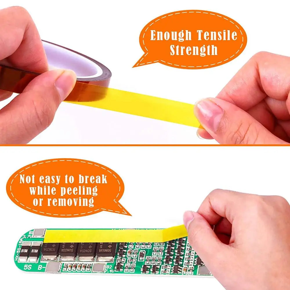 33M Gold High-Temperature Heat Resistant Adhesive Tape Polyimide 10-50MM Width No Residue for Masking Soldering Etc Qme