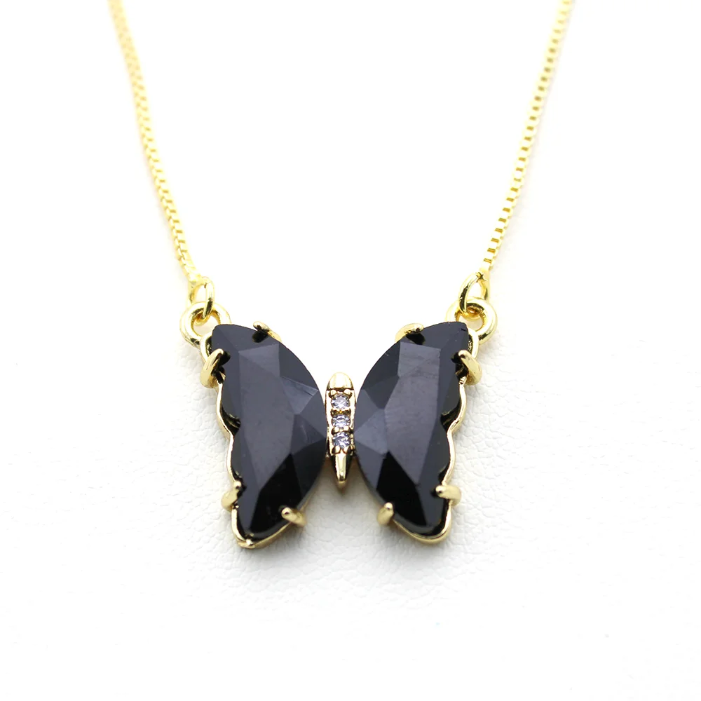 New AA Cubic Zircon Elegant Limited Jewelry Crystal Butterfly Double Sided Necklace Ladies Simple Style Jewelry Gift Qme