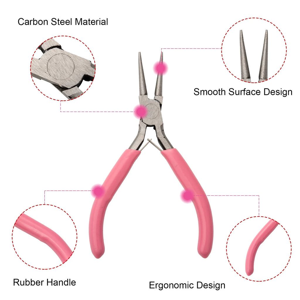 Pandahall Jewelry Pliers Carbon Steel Round Nose Pliers Hand Tools Polishing Jewelry Making Tools 12x7.6x0.9cm Qme
