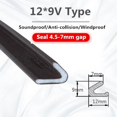 5M Door Window Sealing Strip Self-adhesive Soundproof Dustproof V-type Foam Sealing Tape Windproof Door Seal Gap Filler Qme 12x9V