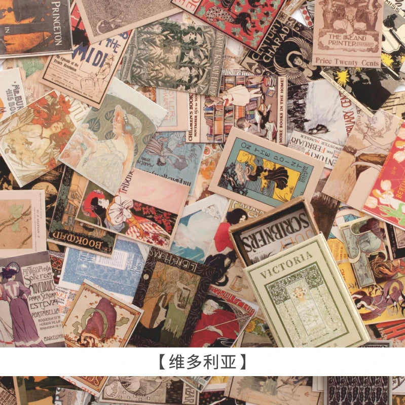 100pcs/Box Vintage Paper Kraft Cardstock Scrapbooking/Card Making/Journaling Project DIY Diary Decoration LOMO Card Van Gogh Qme Victoria