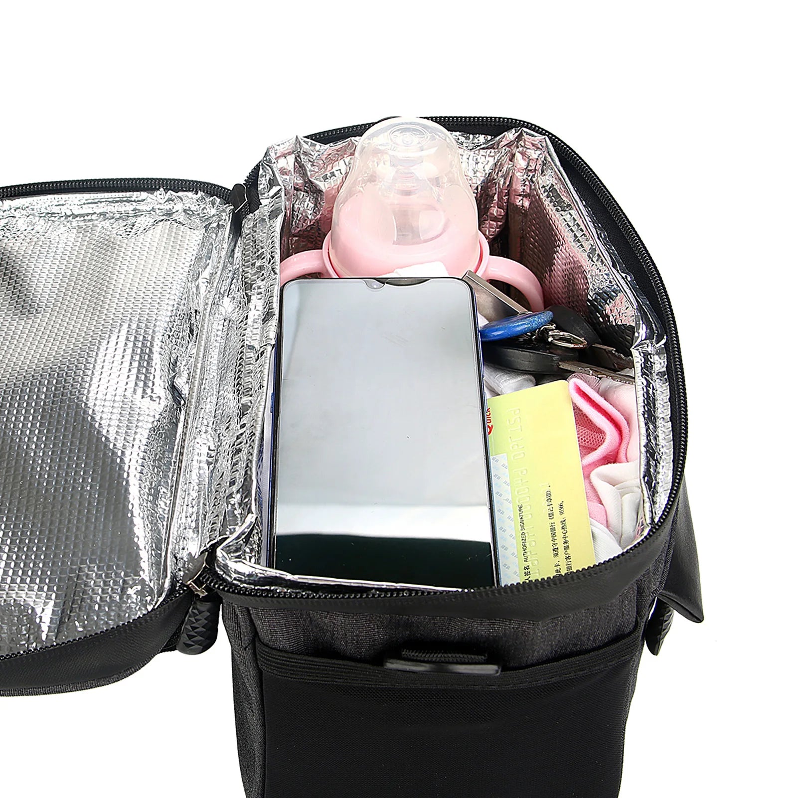 Cycle Insulated Bike Cooler Bag Water Resistant Bike Handlebar Bag Bike Basket Front Bag Pannier with Bike Phone Mount Qme