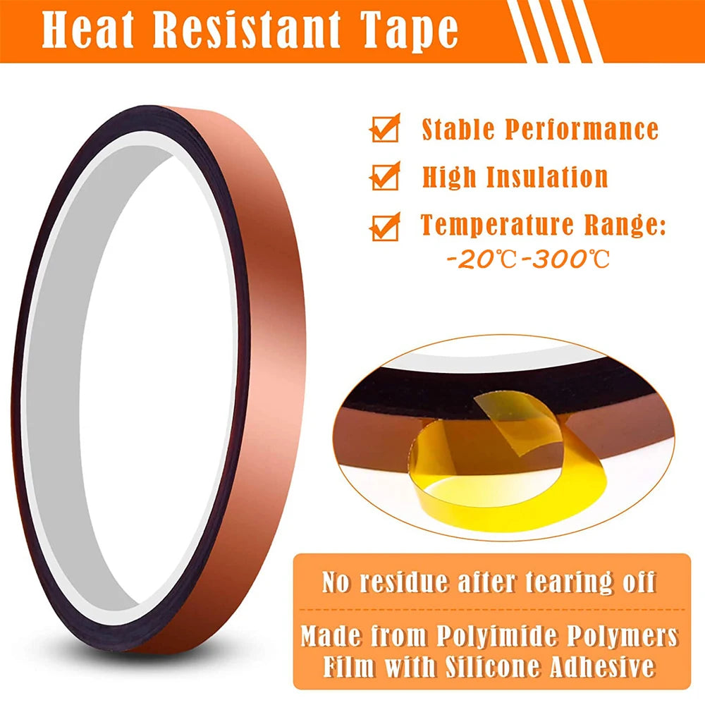 33M Gold High-Temperature Heat Resistant Adhesive Tape Polyimide 10-50MM Width No Residue for Masking Soldering Etc Qme