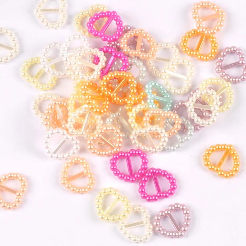 100Pcs Heart/Oval beads plastic Buckles sewing accessories Buckles for Hair DIY Jewelry Wedding Card Ribbon Decorative c2474 Qme