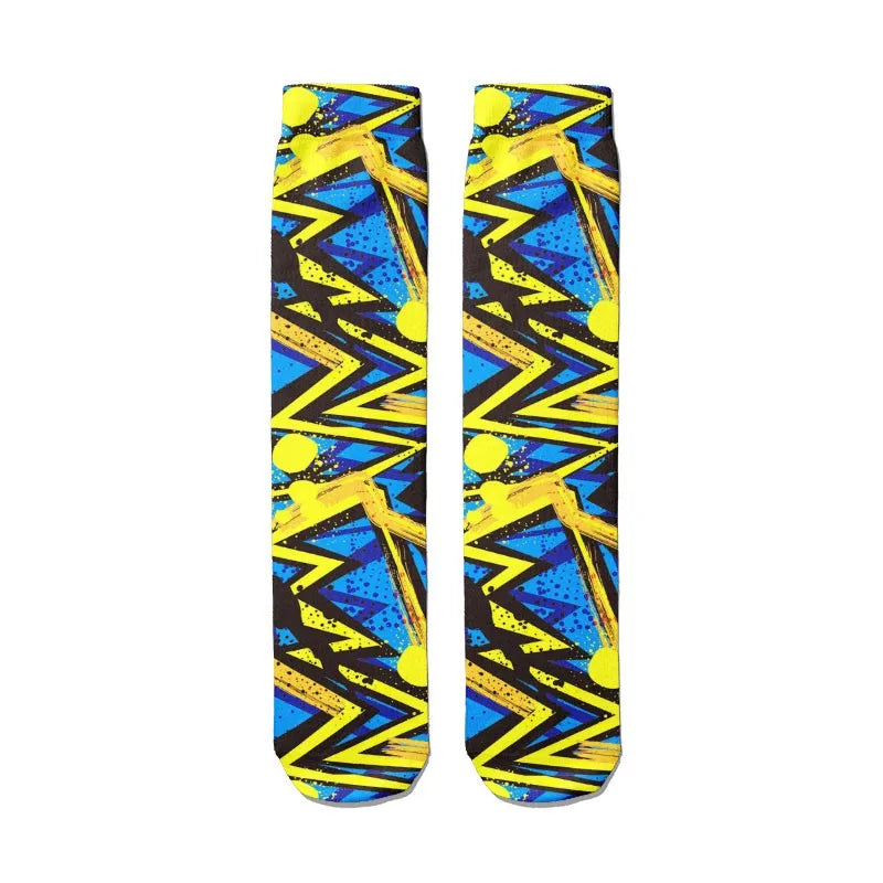 3D Graffiti Women Socks Street Cotton Art Creative Fashion Classic Qme style4 One Size China Mainland
