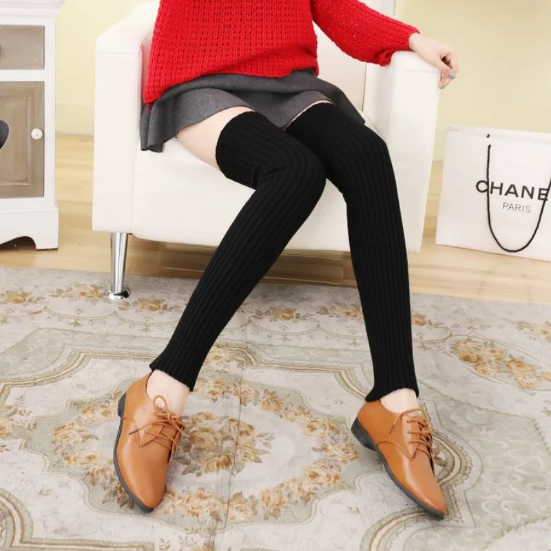70cm Japanese Lolita Sweet Girl Warmers Knitted Foot Cover Leg Warm Socks Women Slim Long Winter Sock Cosplay Heap Heap Socks Qme black length - 70cm