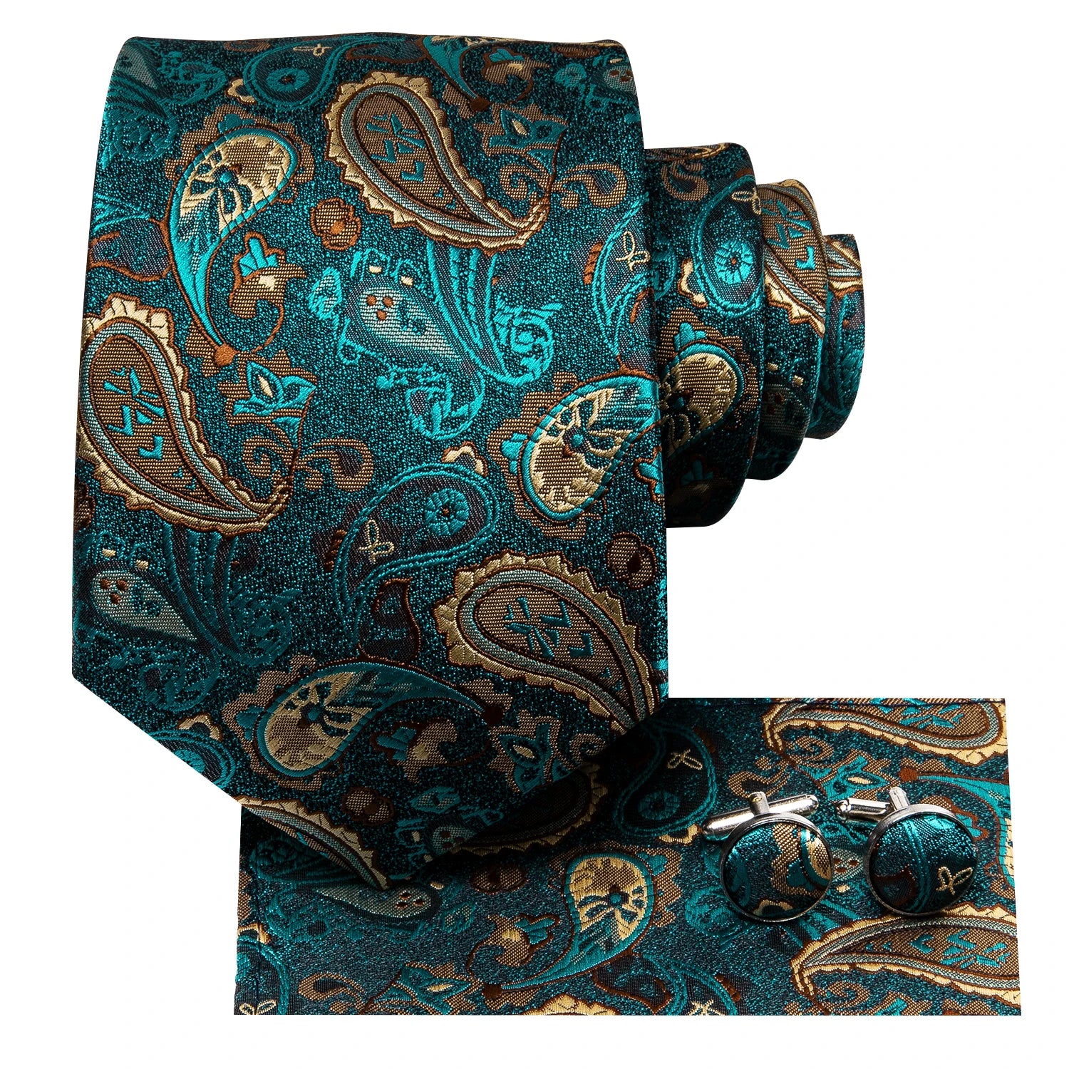 Hi-tie Luxury Box Classic Paisley Teal Green Necktie Gentle Men's Tie Qme