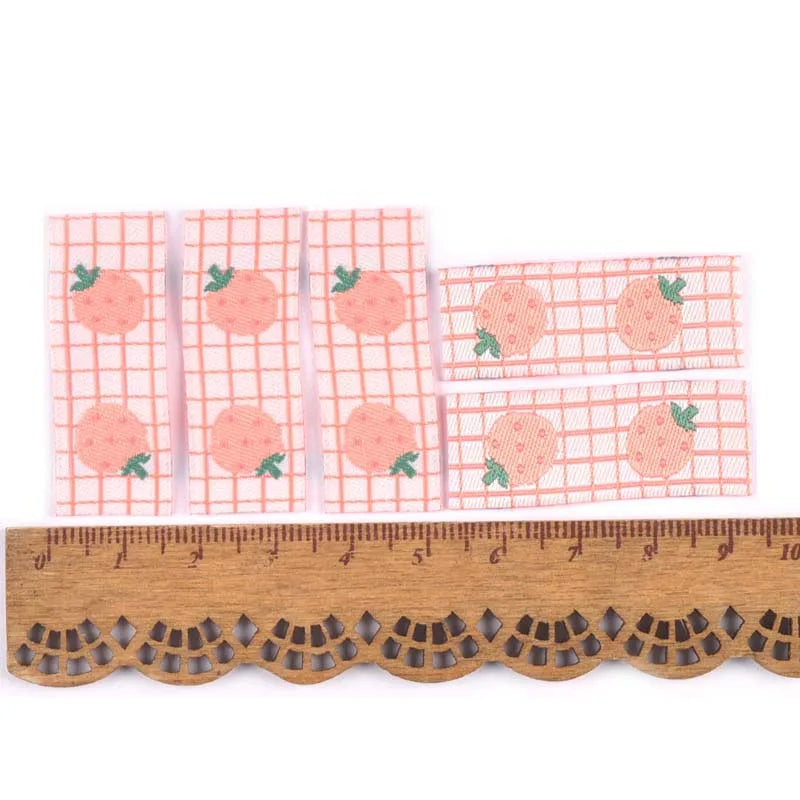 50Pcs Fruits Embroidery Cherry/Avocado Labels For Sewing Accessories Washable Care Bags Clothes Handmade Crafts Garment Tags Qme 5