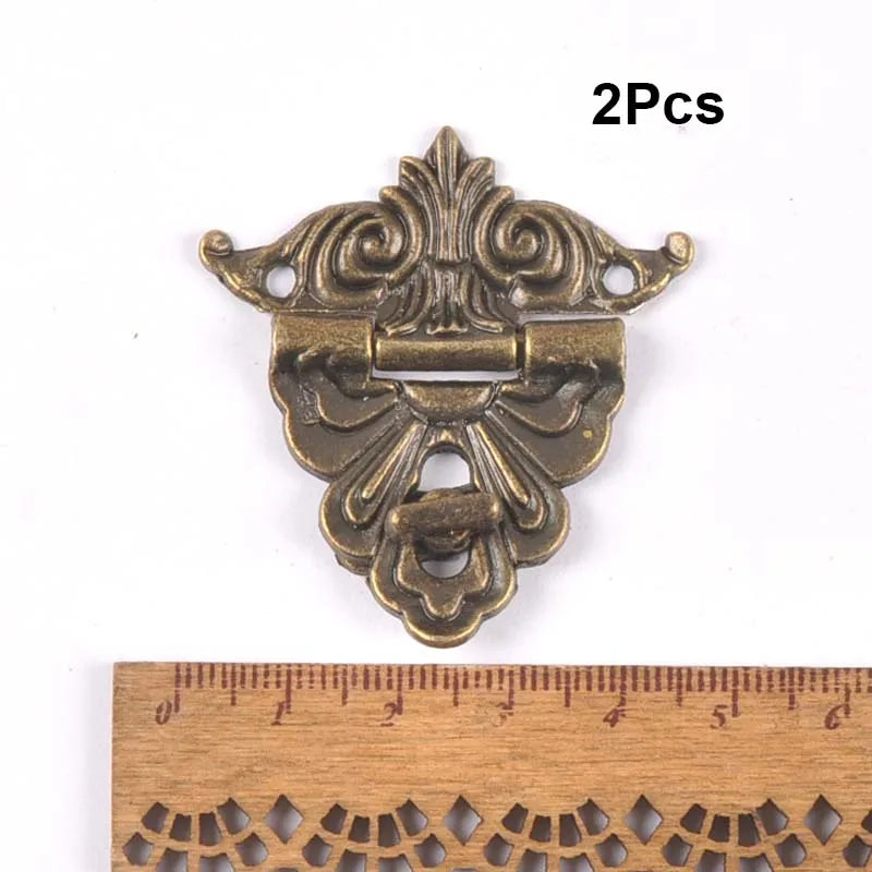Vintage Brass Hardware Latch Hook Decorative Jewelry Box Hardware Wooden Boxes Furniture Buckle Clasp Lock Wood Case Hasp c2264 Qme 2pcs 1