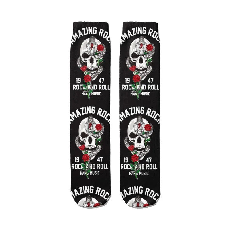 Fashion Women Men 3D Skeleton Skull Socks Streetwear Harajuku Qme style16