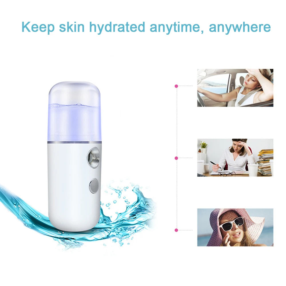 USB Mist Facial Sprayer Humidifier Rechargeable Nebulizer Face Qme