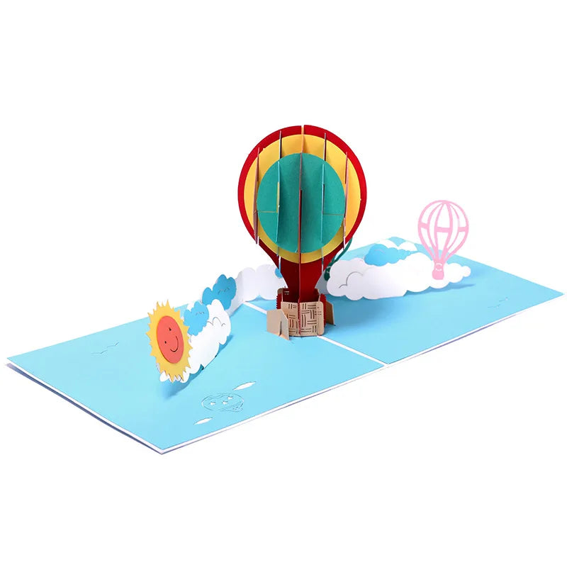 Hot Air Balloon 3D Pop-Up Valentine's Day Greeting Cards Birthday Wishes Creative Wedding Anniversary Gifts With Envelopes c2812 Qme