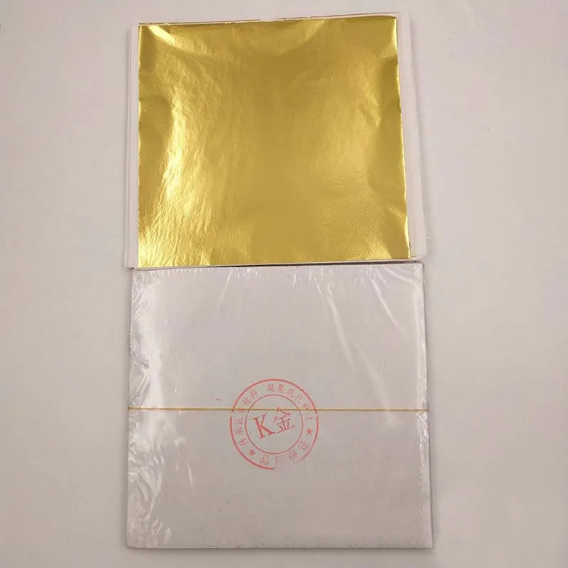 100Pcs Gold Silver Copper Imitation Gold Foil Paper Gilding DIY Craft Art Home Decoration Nail Handmade Supplies 14/16cm c2870 Qme