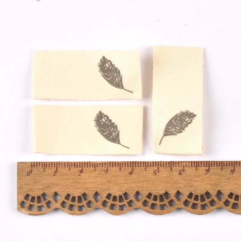 50pcs Mixed Beige Handmade Printed Cotton Woven Labels For Clothing Care Label Washable Garment Tags Sewing Accessories c2395 Qme 6