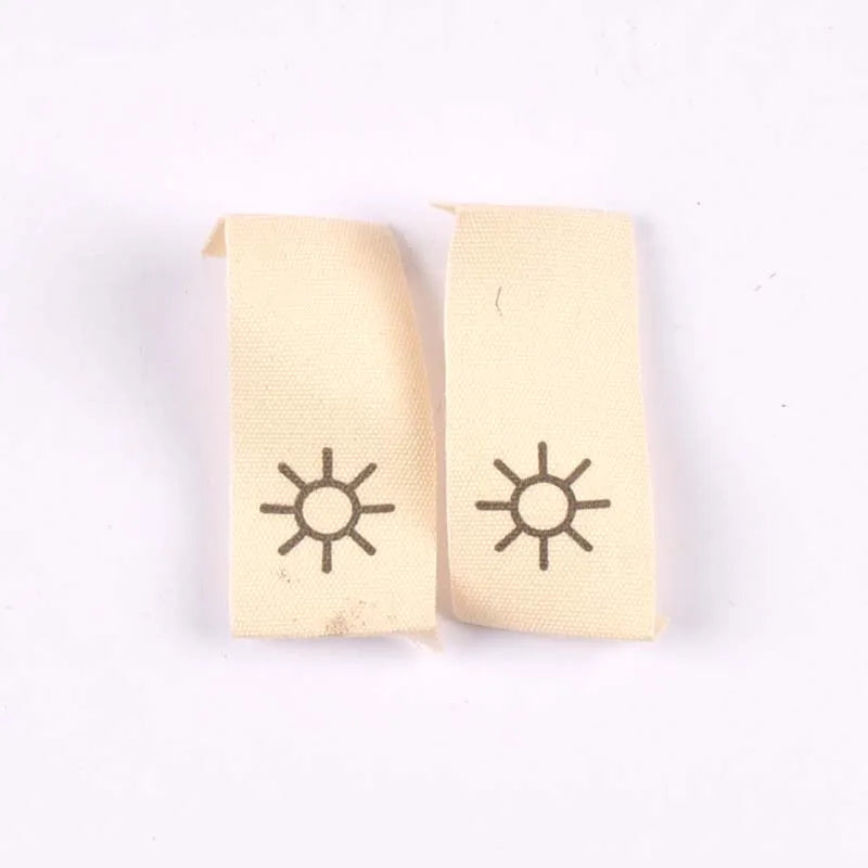50pcs Cotton Woven Weather Pattern Beige Labels For Clothes Care Sewing Garment Accessories Bags Tags Washable 42x20mm c2440 Qme 3
